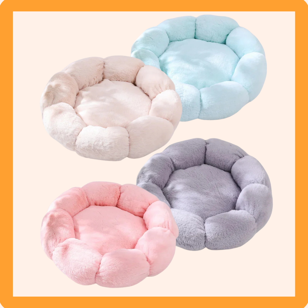 Flower-Shaped Fuzzy Dog Bed