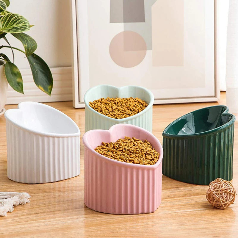 Heart-Shaped Elevated Cat Bowl