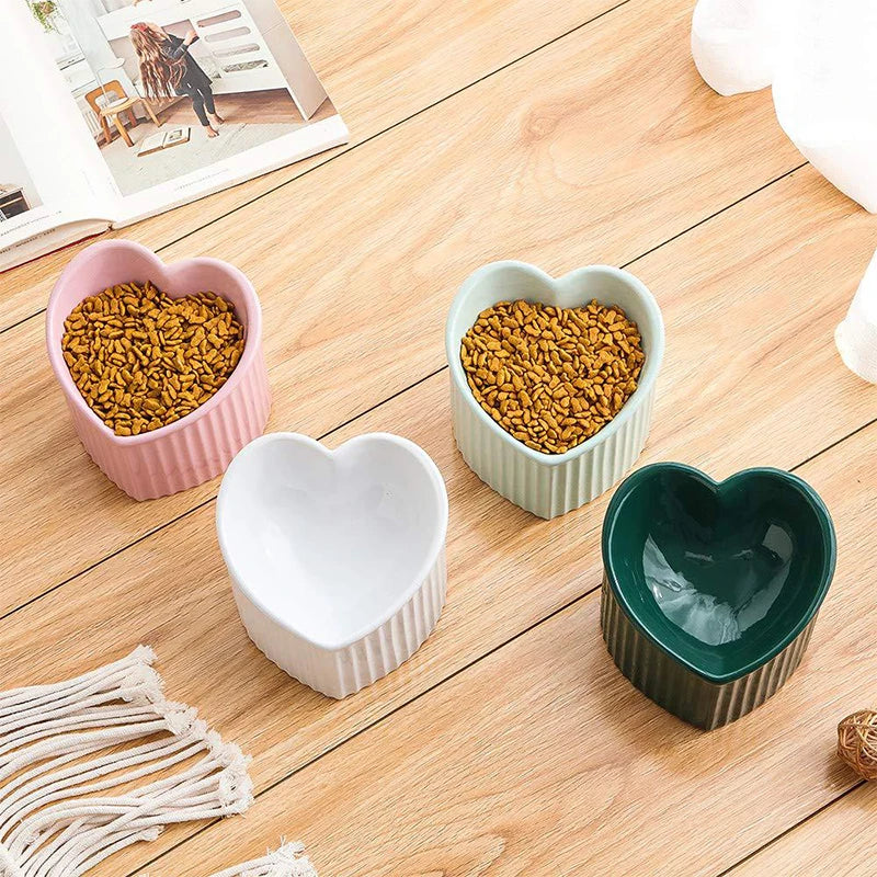 Heart-Shaped Elevated Cat Bowl