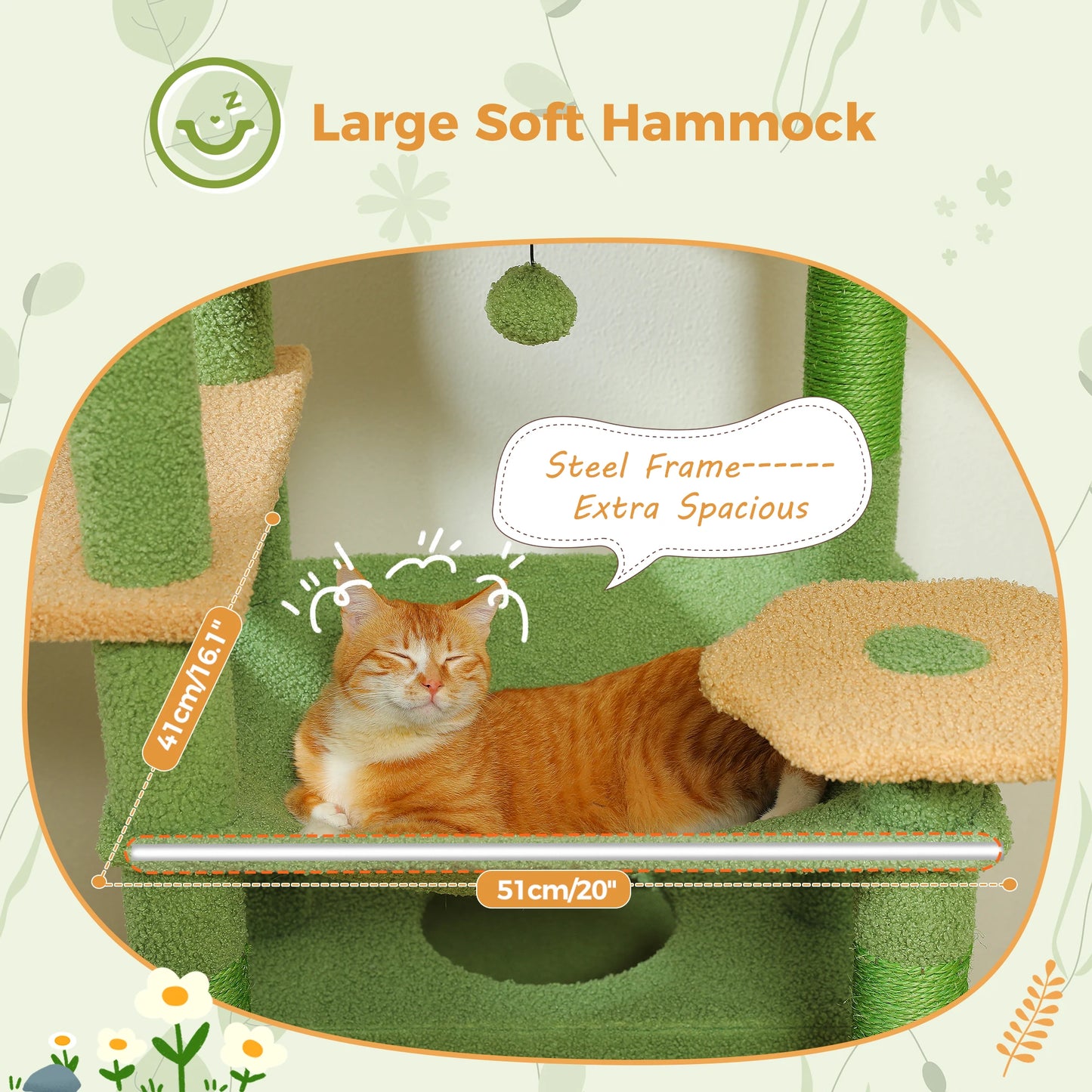 Green Cat Tree with Hammock
