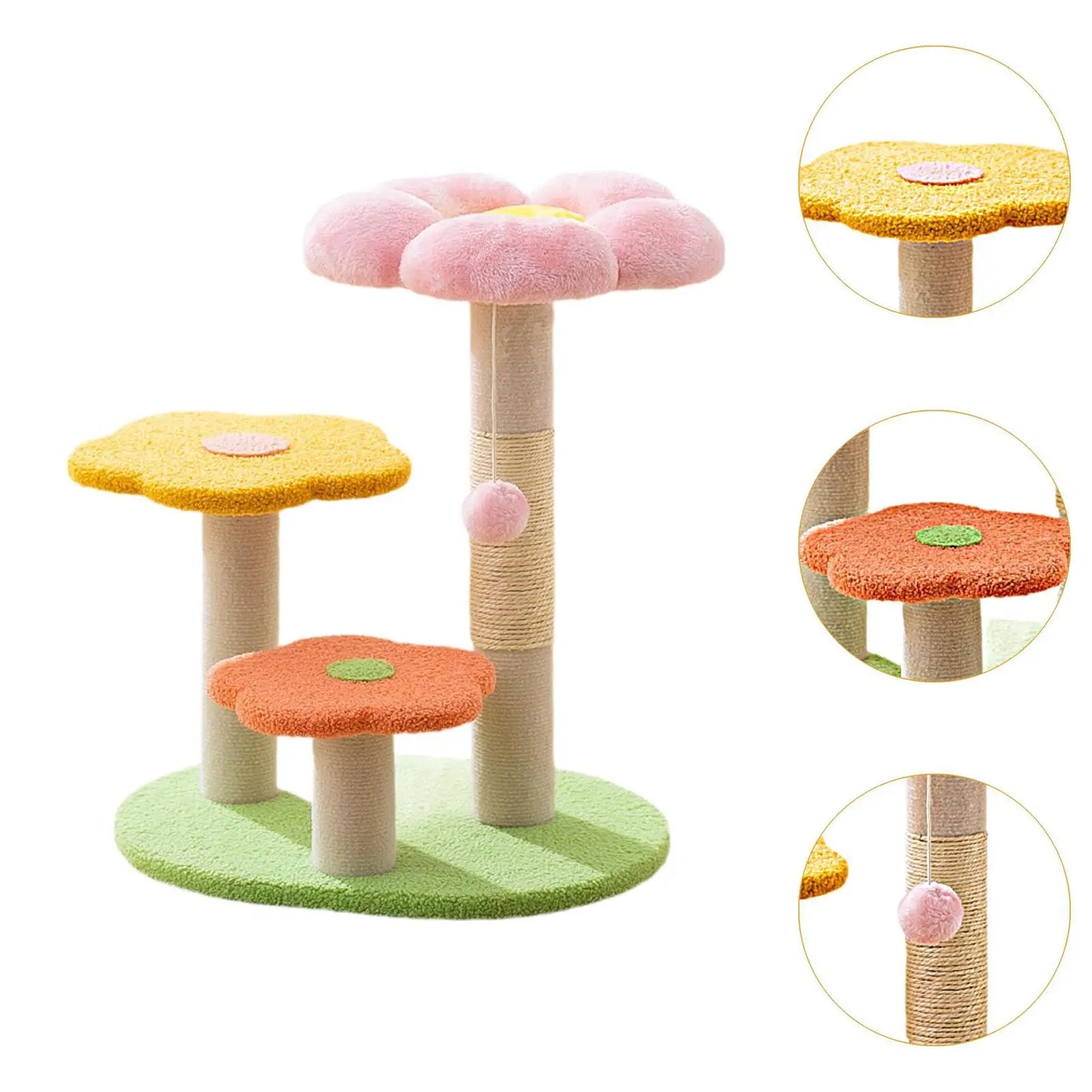 Flower Cat Scratch Post 3 Tiers