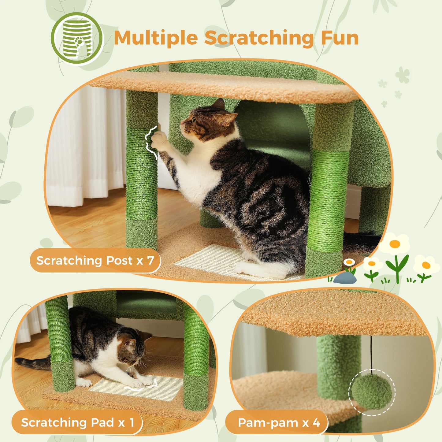 Green Cat Tree with Hammock