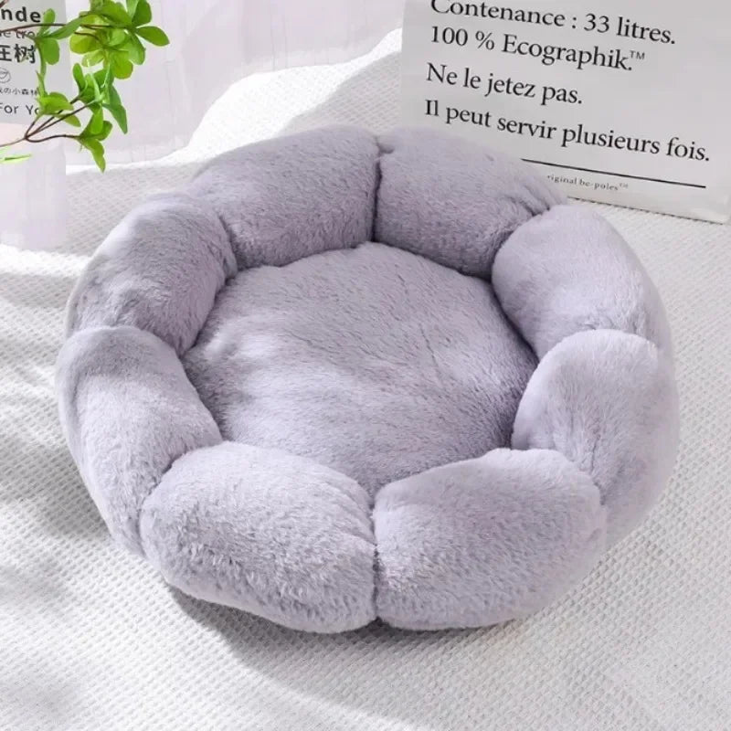 Flower-Shaped Fuzzy Dog Bed