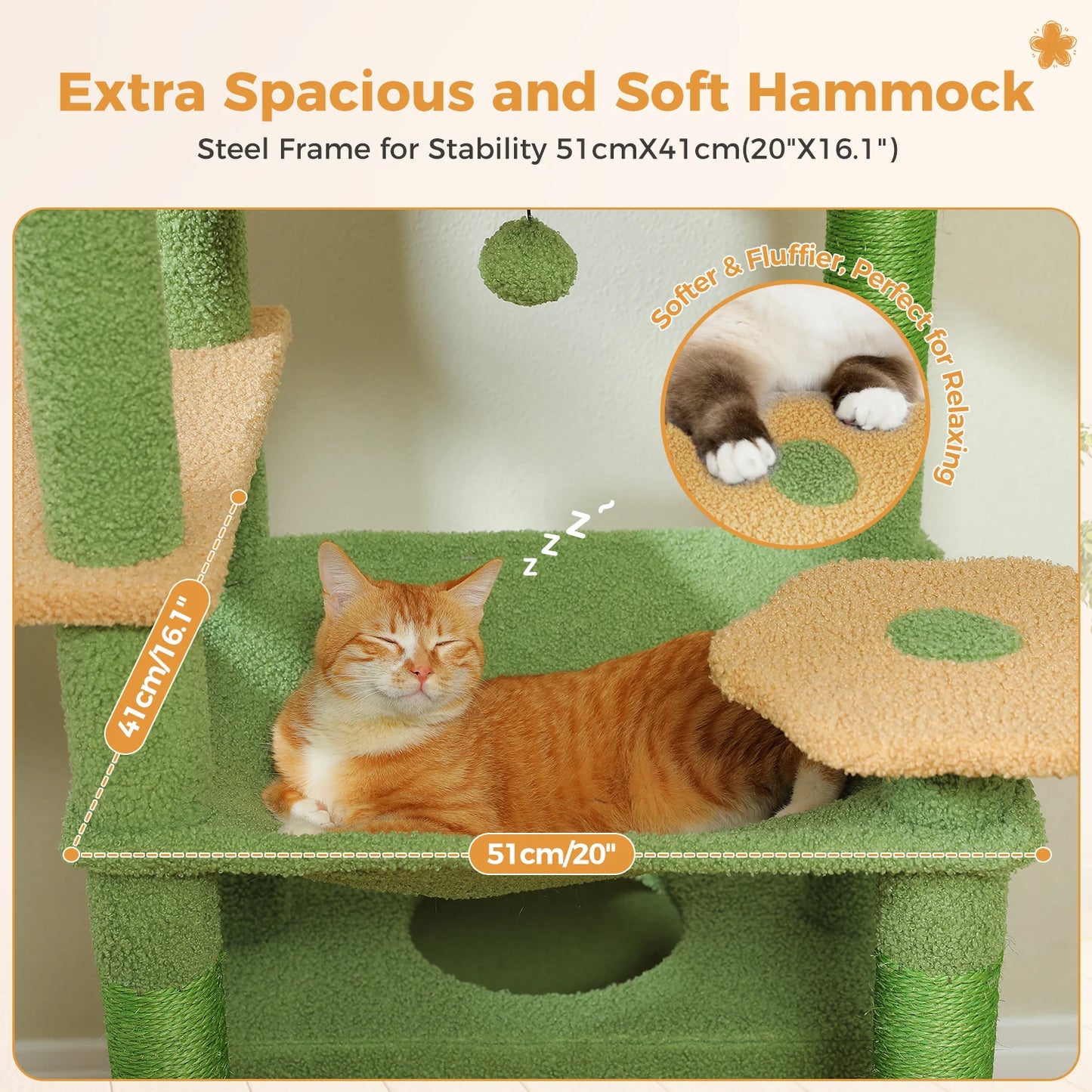 Green Cat Tree with Hammock