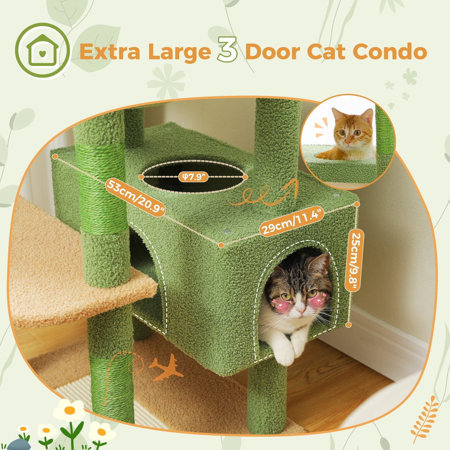 Green Cat Tree with Hammock