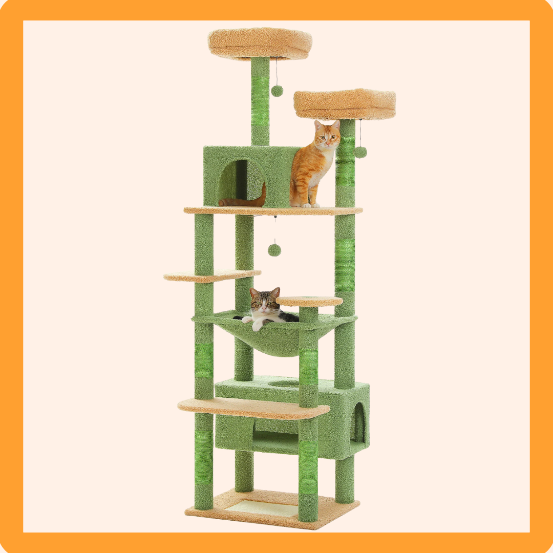 Green Cat Tree with Hammock