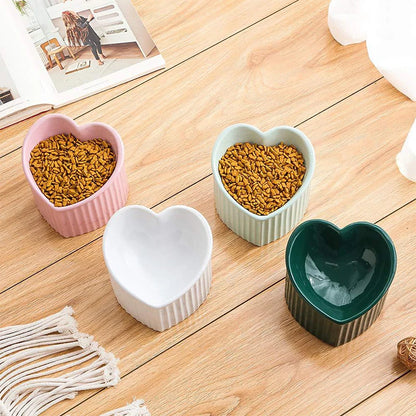 Heart-Shaped Elevated Cat Bowl