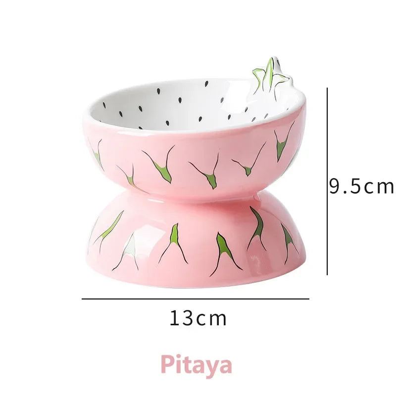 Cat Bowl Ceramic Protects Cervical Neck Drinks Water Eats Dog Snacks Skew Mouth High Foot Grain Bowl Fruit Bowl Pet Supplies