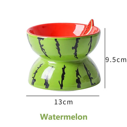 Cat Bowl Ceramic Protects Cervical Neck Drinks Water Eats Dog Snacks Skew Mouth High Foot Grain Bowl Fruit Bowl Pet Supplies